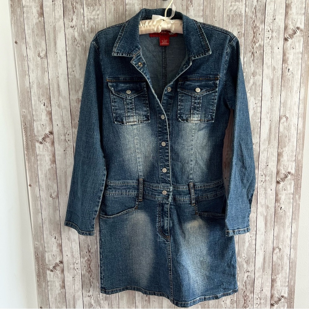 Vintage Neeso Denim Long Sleeve Mini Dress Large